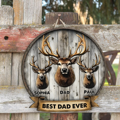 Best Dad Ever Gift For Dad, Grandpa, Uncle,.. - Personalized Hunting Custom Shaped Wood Sign