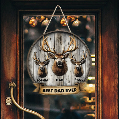 Best Dad Ever Gift For Dad, Grandpa, Uncle,.. - Personalized Hunting Custom Shaped Wood Sign