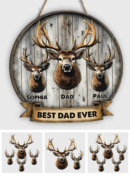 Best Dad Ever Gift For Dad, Grandpa, Uncle,.. - Personalized Hunting Custom Shaped Wood Sign