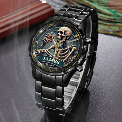 Time To Drink - Personalized Skull Hand Watch