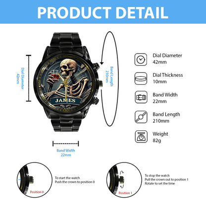 Time To Drink - Personalized Skull Hand Watch