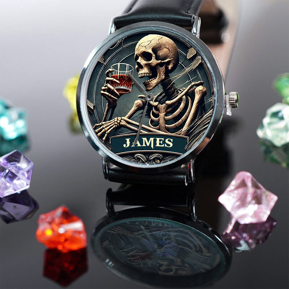 Time To Drink - Personalized Skull Hand Watch