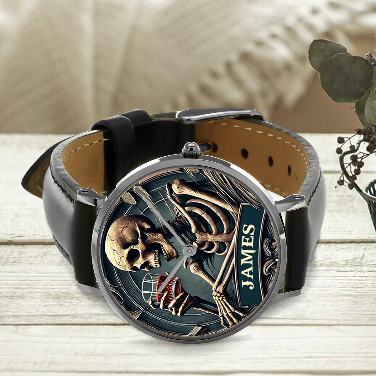Time To Drink - Personalized Skull Hand Watch