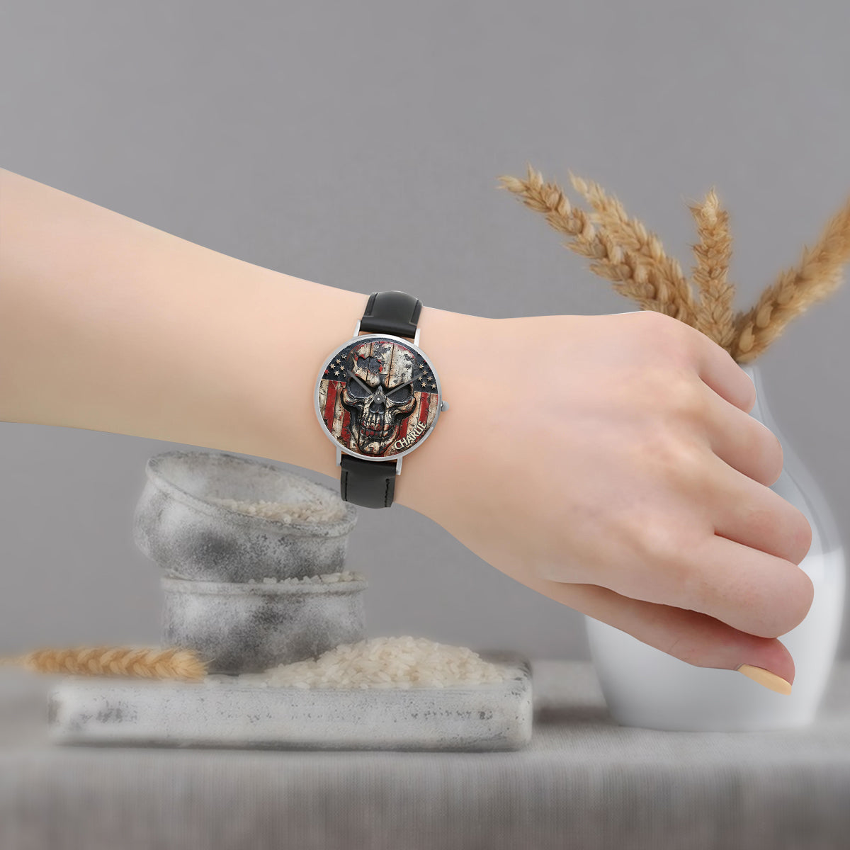 Patriotic Skull - Personalized Skull Hand Watch