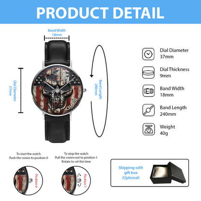 Patriotic Skull - Personalized Skull Hand Watch