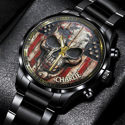 Patriotic Skull - Personalized Skull Hand Watch