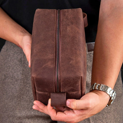 Hunting Gift for Husband, Grandpa, Dad - Personalized Hunting Leather Toiletry Bag