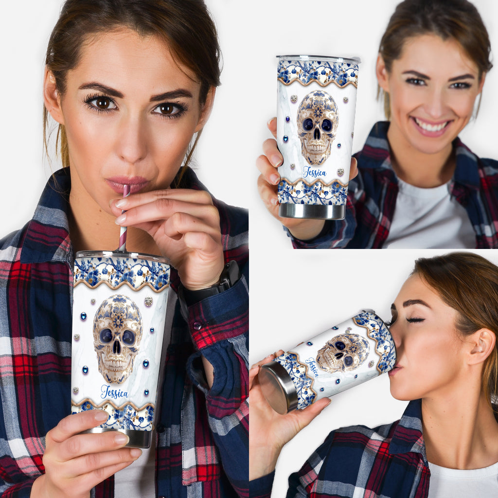 Skull Toile de Jouy - Personalized Skull Tumbler