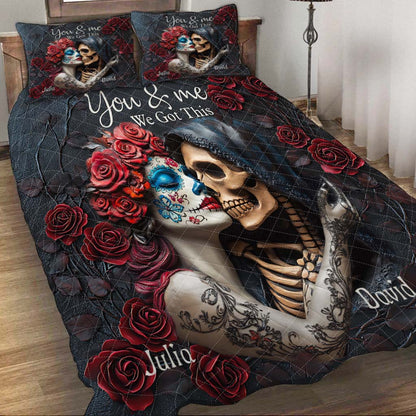 You & Me We Got This - Personalized Skull Quilt Set
