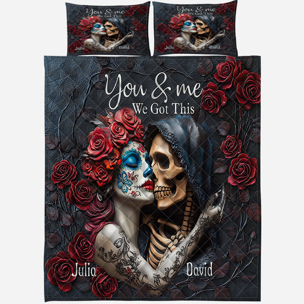 You & Me We Got This - Personalized Skull Quilt Set
