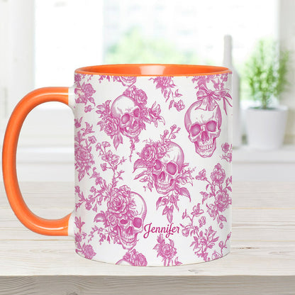 Pink Toile Skull - Personalized Skull Accent Mug
