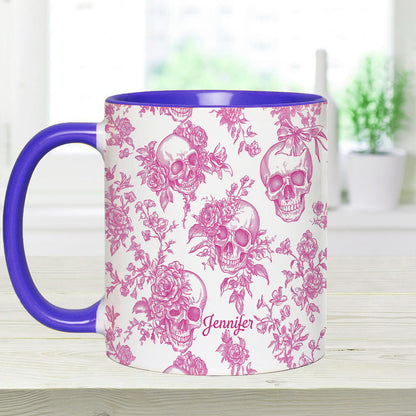 Pink Toile Skull - Personalized Skull Accent Mug