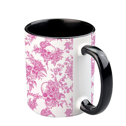 Pink Toile Skull - Personalized Skull Accent Mug