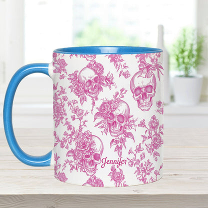 Pink Toile Skull - Personalized Skull Accent Mug