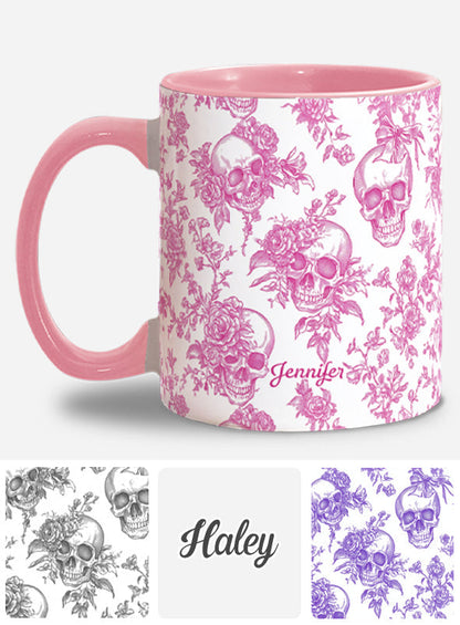 Pink Toile Skull - Personalized Skull Accent Mug