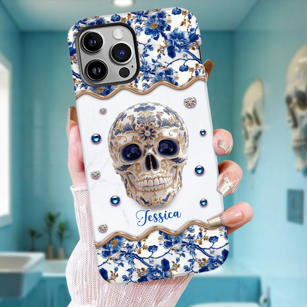 Skull Toile de Jouy - Personalized Skull Full Print Phone Case