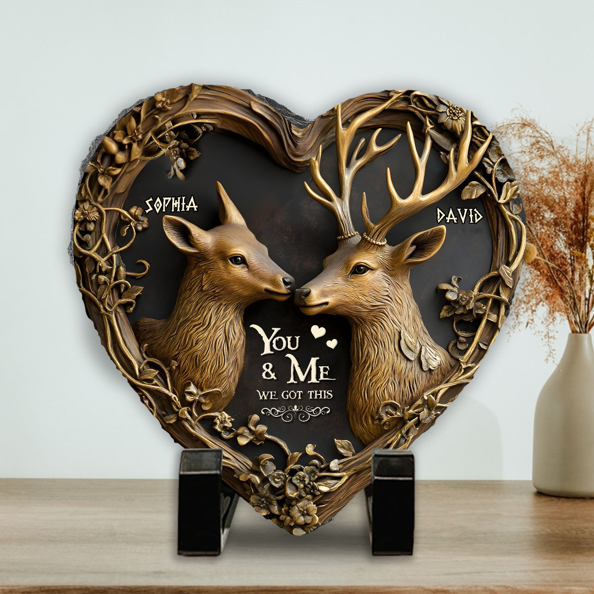 You & Me We Got This - Personalized Hunting Heart Shaped Stone