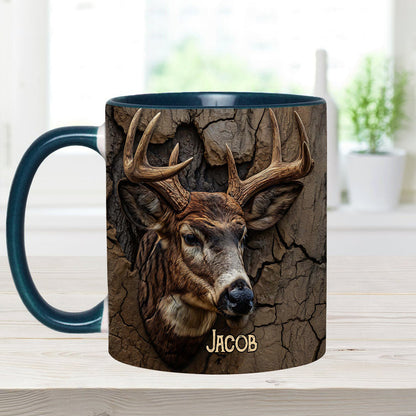 Deer Head Design - Personalized Hunting Accent Mug