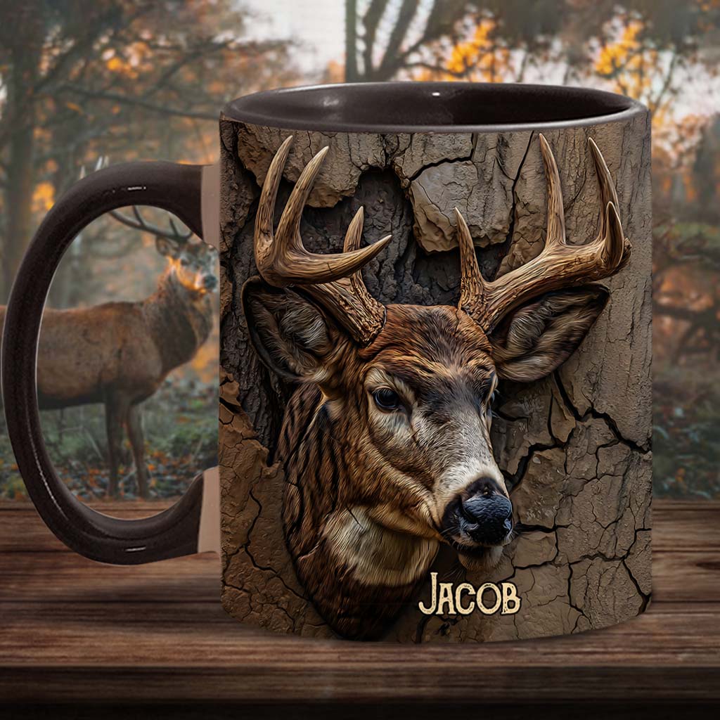 Deer Head Design - Personalized Hunting Accent Mug