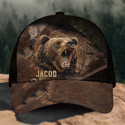Grizzlies Roar Realistic Bear Design - Personalized Hunting Classic Cap