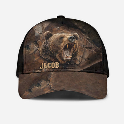 Grizzlies Roar Realistic Bear Design - Personalized Hunting Classic Cap