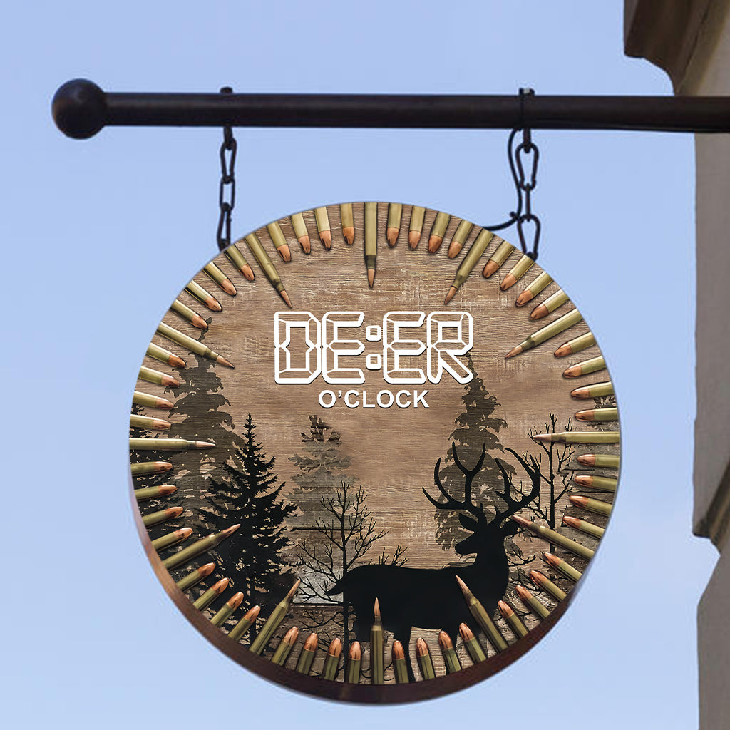 Deer O'Clock - Hunting Round Metal Sign