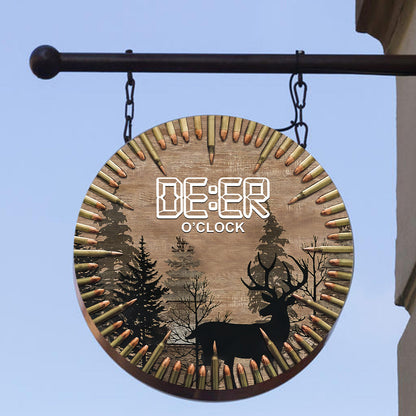 Deer O'Clock - Hunting Round Metal Sign