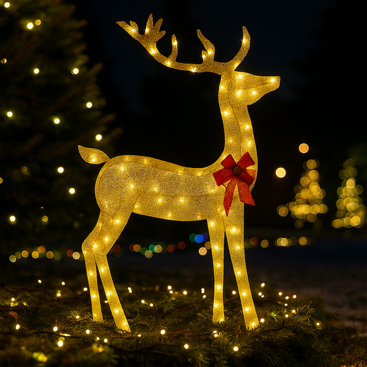 ⚡50%OFF⚡🦌✨ Golden Lighted Reindeer – Illuminate Your Christmas Spirit