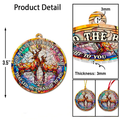 God Blessed The Broken Road - Personalized Hunting Ornament