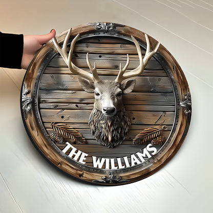 Love Hunting - Personalized Hunting Round Wood Sign