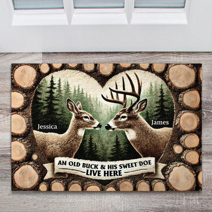 An Old Buck & His Sweet Doe Live Here - Personalized Hunting Doormat