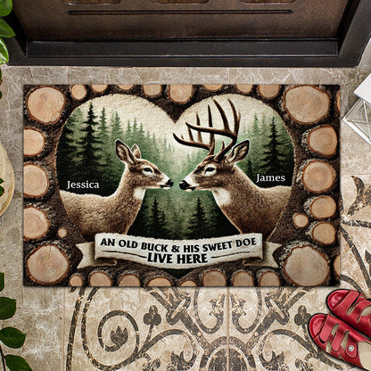 An Old Buck & His Sweet Doe Live Here - Personalized Hunting Doormat