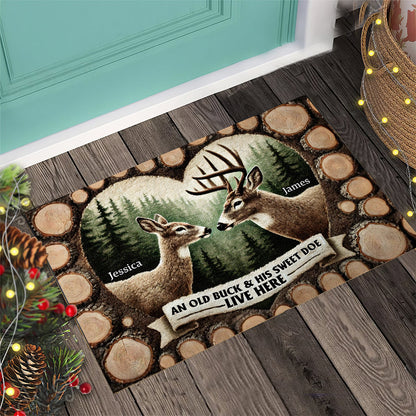An Old Buck & His Sweet Doe Live Here - Personalized Hunting Doormat