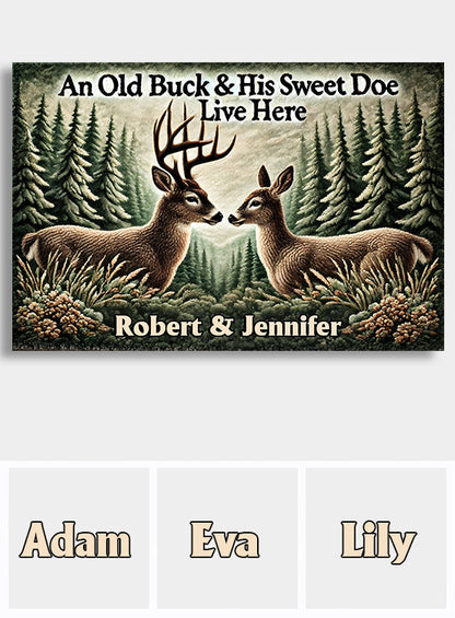 An Old Buck & His Sweet Doe Live Here - Personalized Hunting Doormat