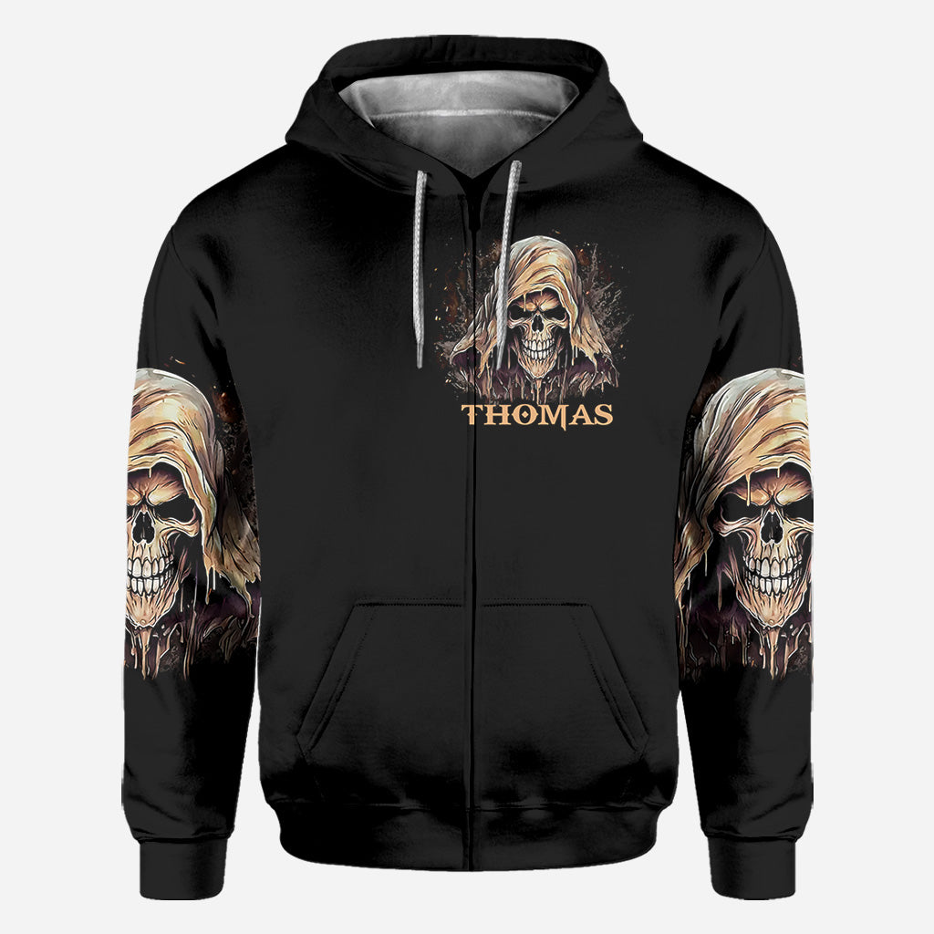 I'm Never Alone - Personalized Skull All Over Shirt