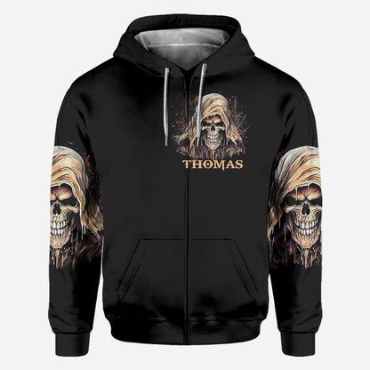 I'm Never Alone - Personalized Skull All Over Shirt