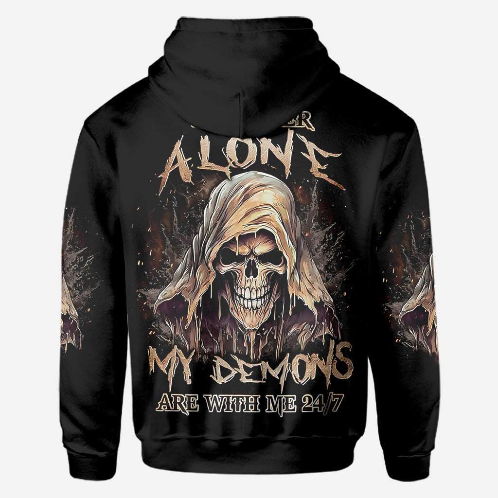 I'm Never Alone - Personalized Skull All Over Shirt