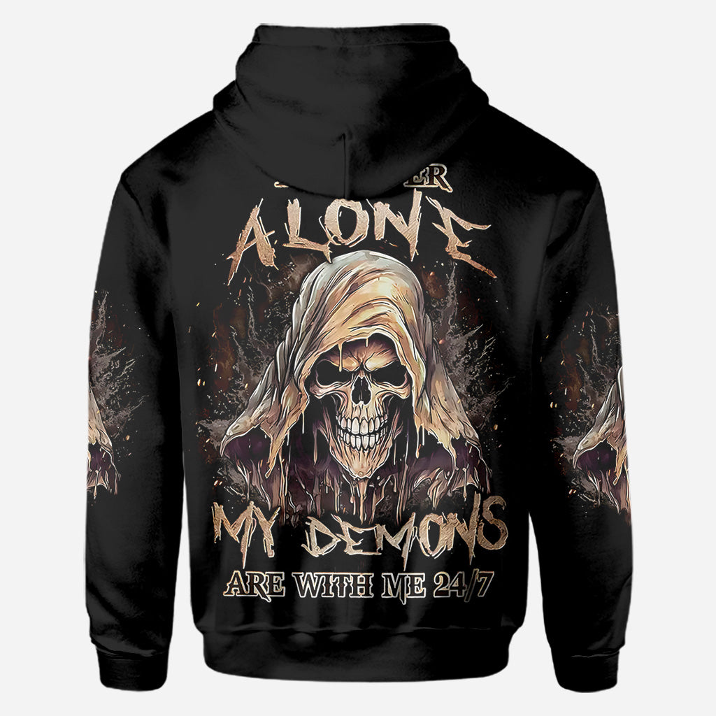 I'm Never Alone - Personalized Skull All Over Shirt