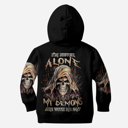 I'm Never Alone - Personalized Skull All Over Shirt