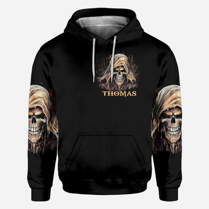 I'm Never Alone - Personalized Skull All Over Shirt