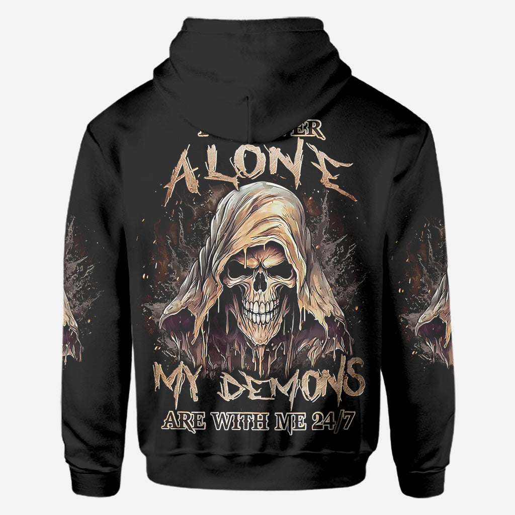 I'm Never Alone - Personalized Skull All Over Shirt
