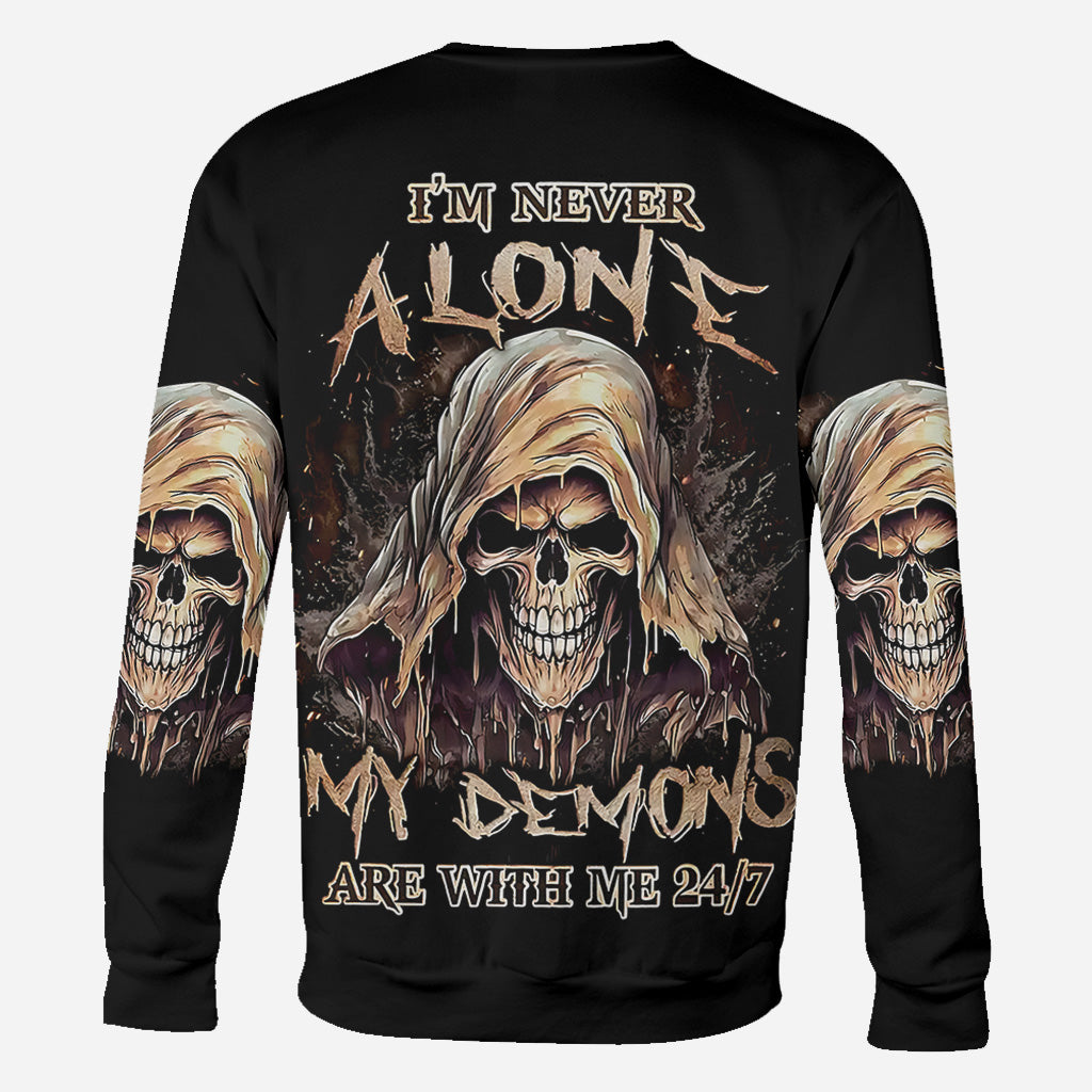 I'm Never Alone - Personalized Skull All Over Shirt