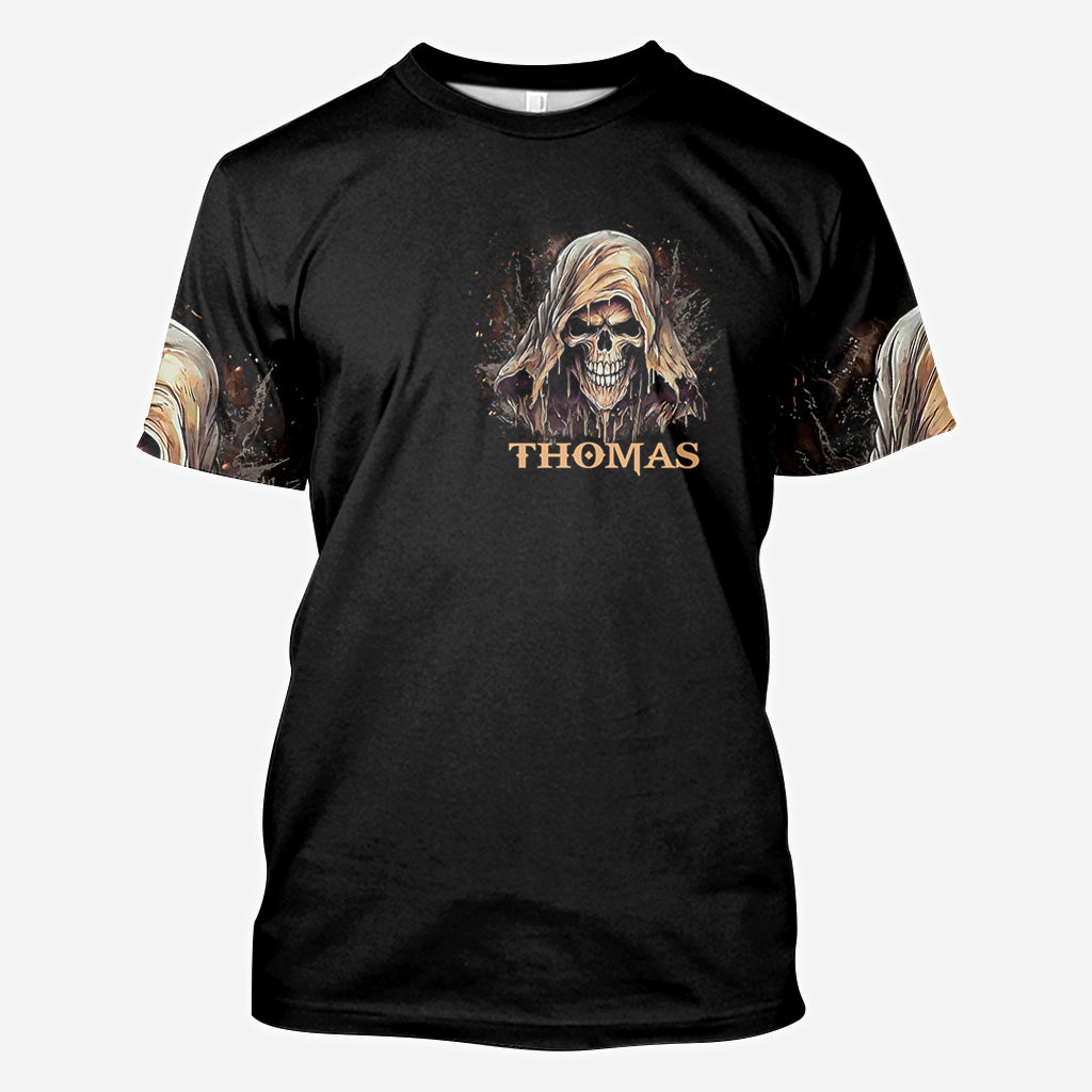 I'm Never Alone - Personalized Skull All Over Shirt