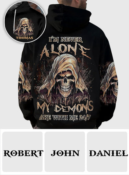 I'm Never Alone - Personalized Skull All Over Shirt