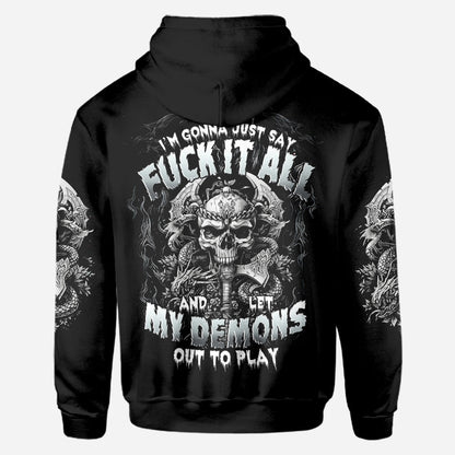 One Day I'm Gonna Just Say - Personalized Skull All Over Shirt