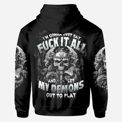One Day I'm Gonna Just Say - Personalized Skull All Over Shirt