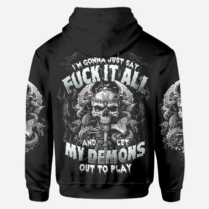 One Day I'm Gonna Just Say - Personalized Skull All Over Shirt