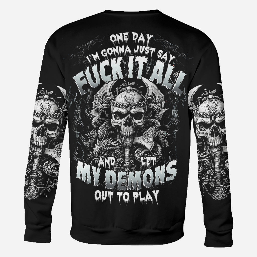 One Day I'm Gonna Just Say - Personalized Skull All Over Shirt