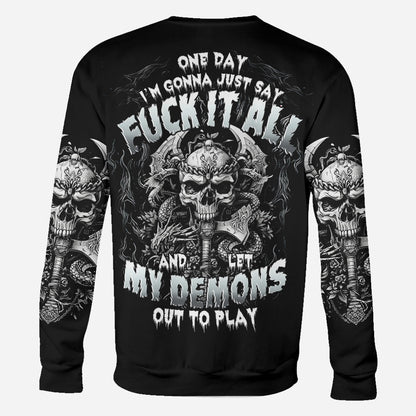 One Day I'm Gonna Just Say - Personalized Skull All Over Shirt