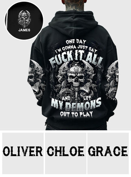 One Day I'm Gonna Just Say - Personalized Skull All Over Shirt